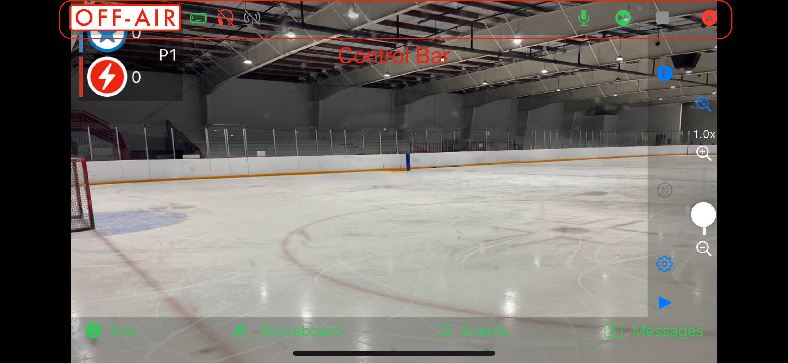 Control bar zoomed view