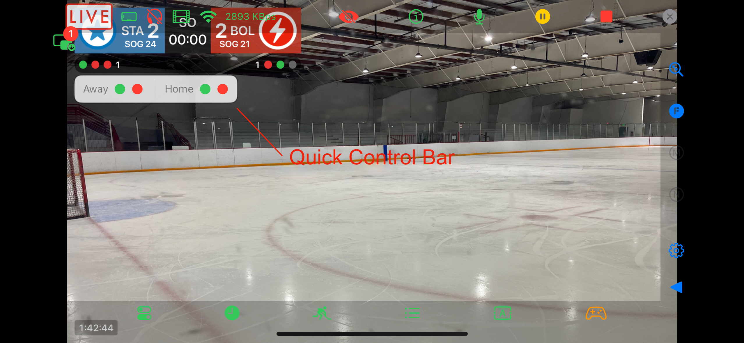 Quick Control Bar in shootout mode