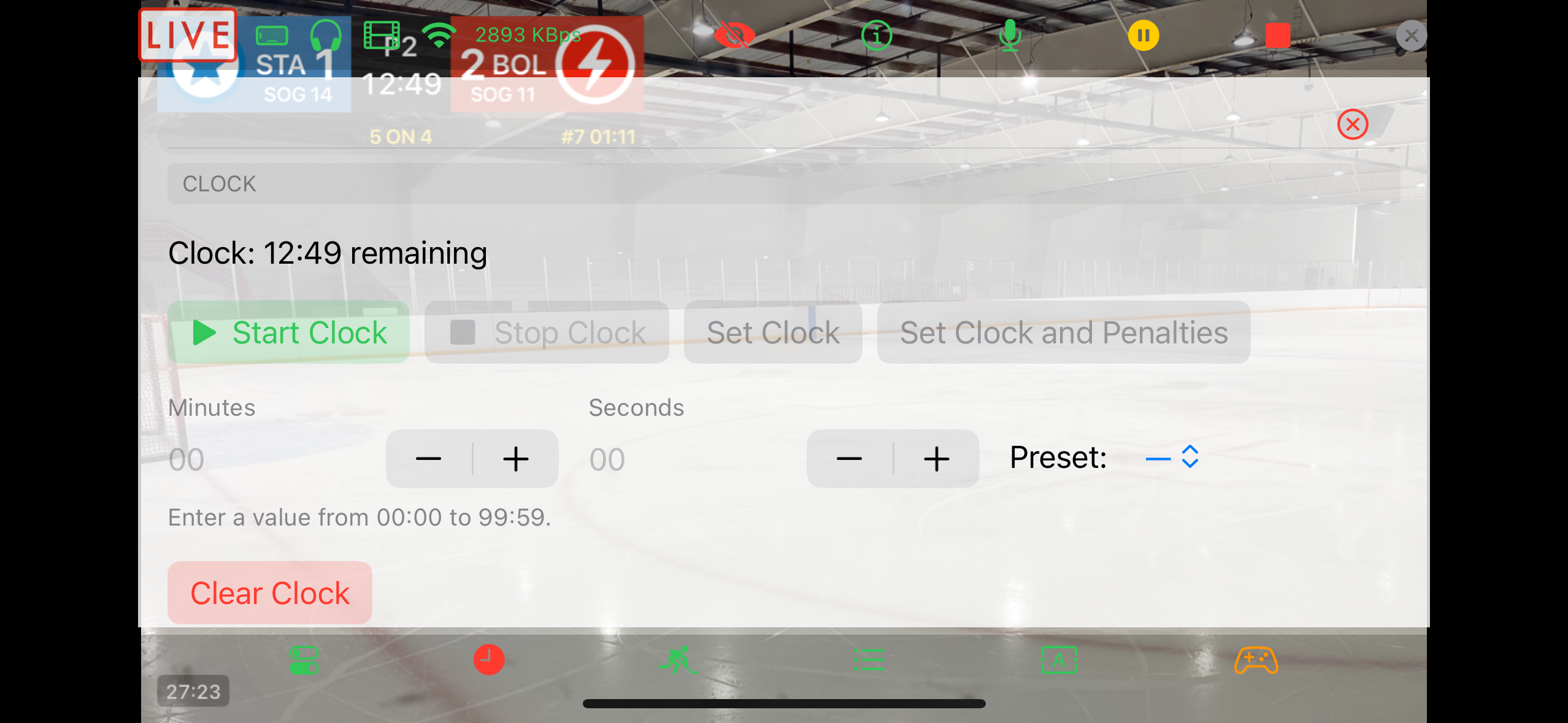 Clock Control Panel