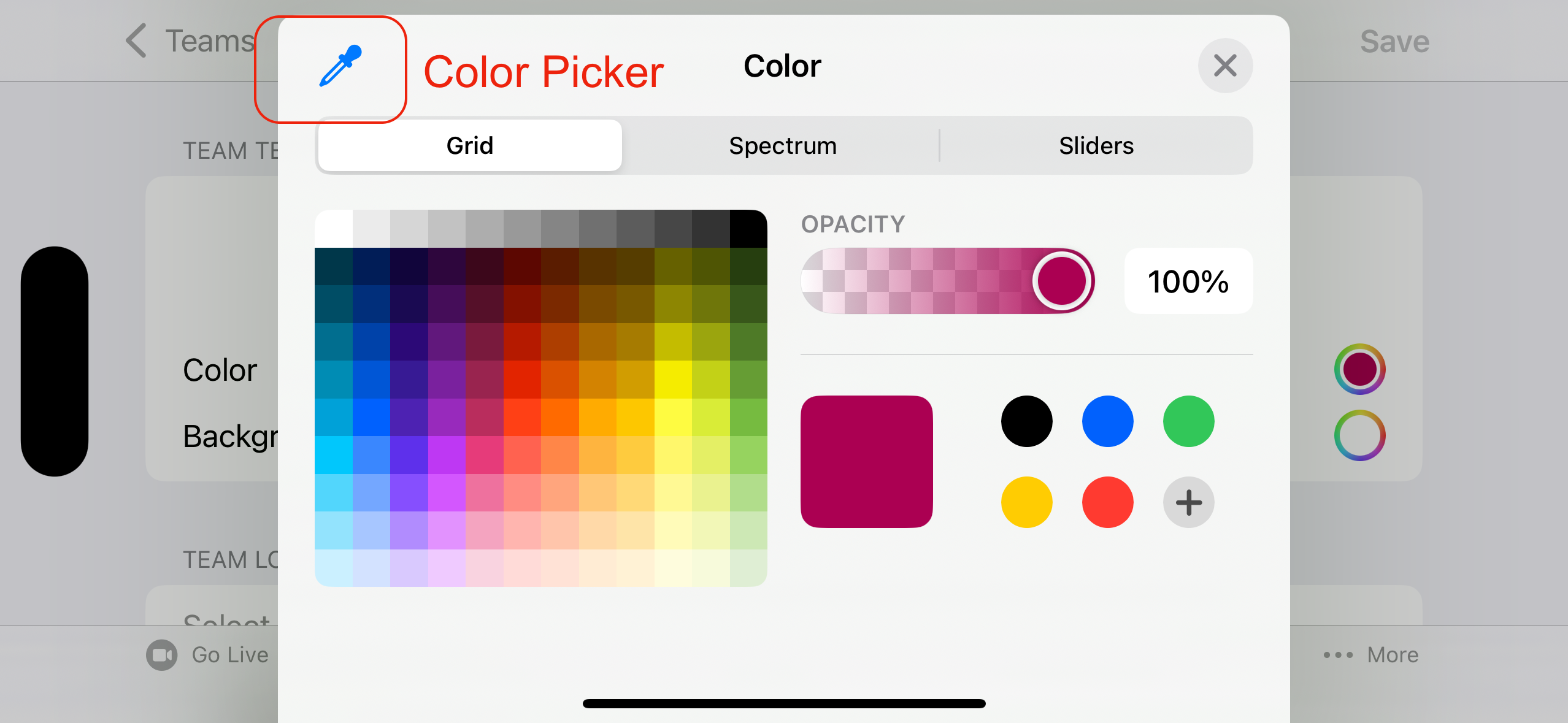 Color picker sampling from logo